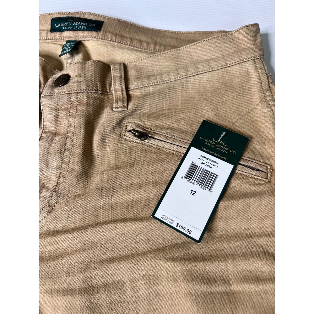 Brand New with Tags Lauren Ralph Lauren Tan Straight Leg Pants Sand Wash Size 12 - Picture 5 of 10
